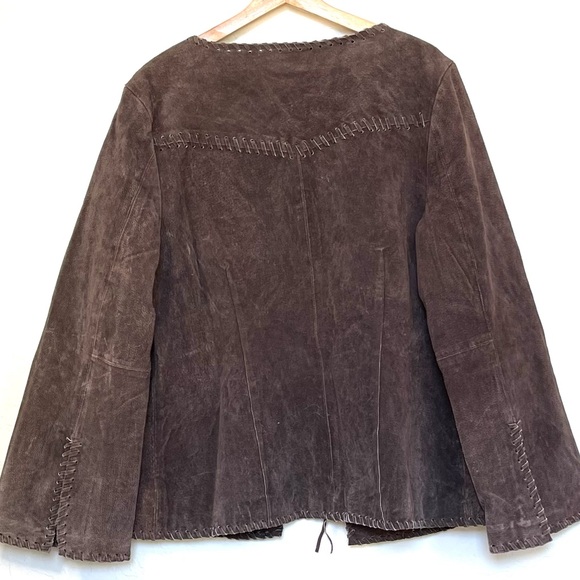 Vintage Brown Suede Cowboy Jacket Unique Fringe GORGEOUS XL Faded Glory - Picture 2 of 8